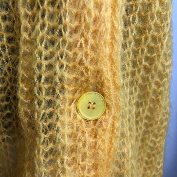 Miu Miu gold yellow mohair blend button front collared cardigan - Picture 6 of 13